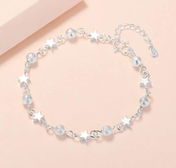 Pulsera De Plata 925 de Estrellas de Esmeralda