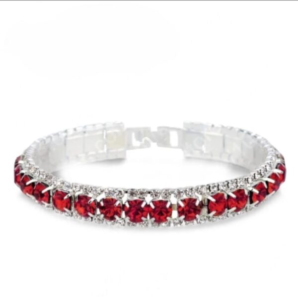 Pulsera De Plata 925 Circon Rojo Rubi De Cristal