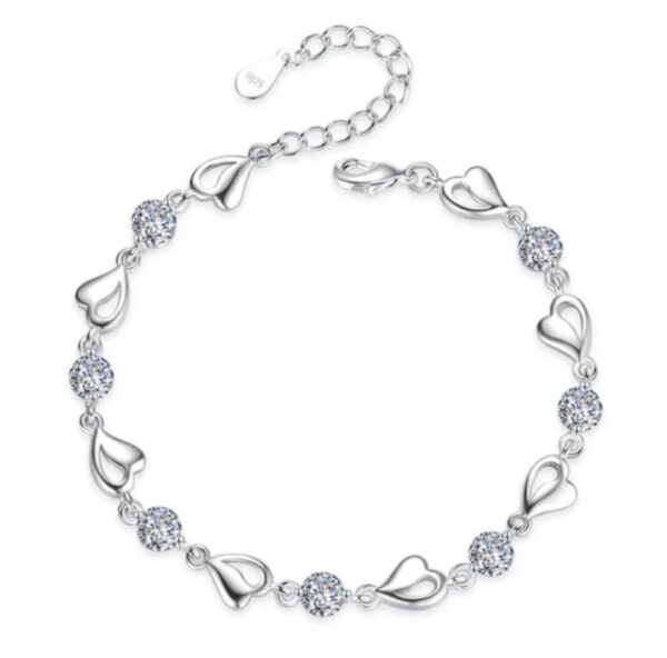 Pulsera De Plata 925 de Gotas De Corazón Silver